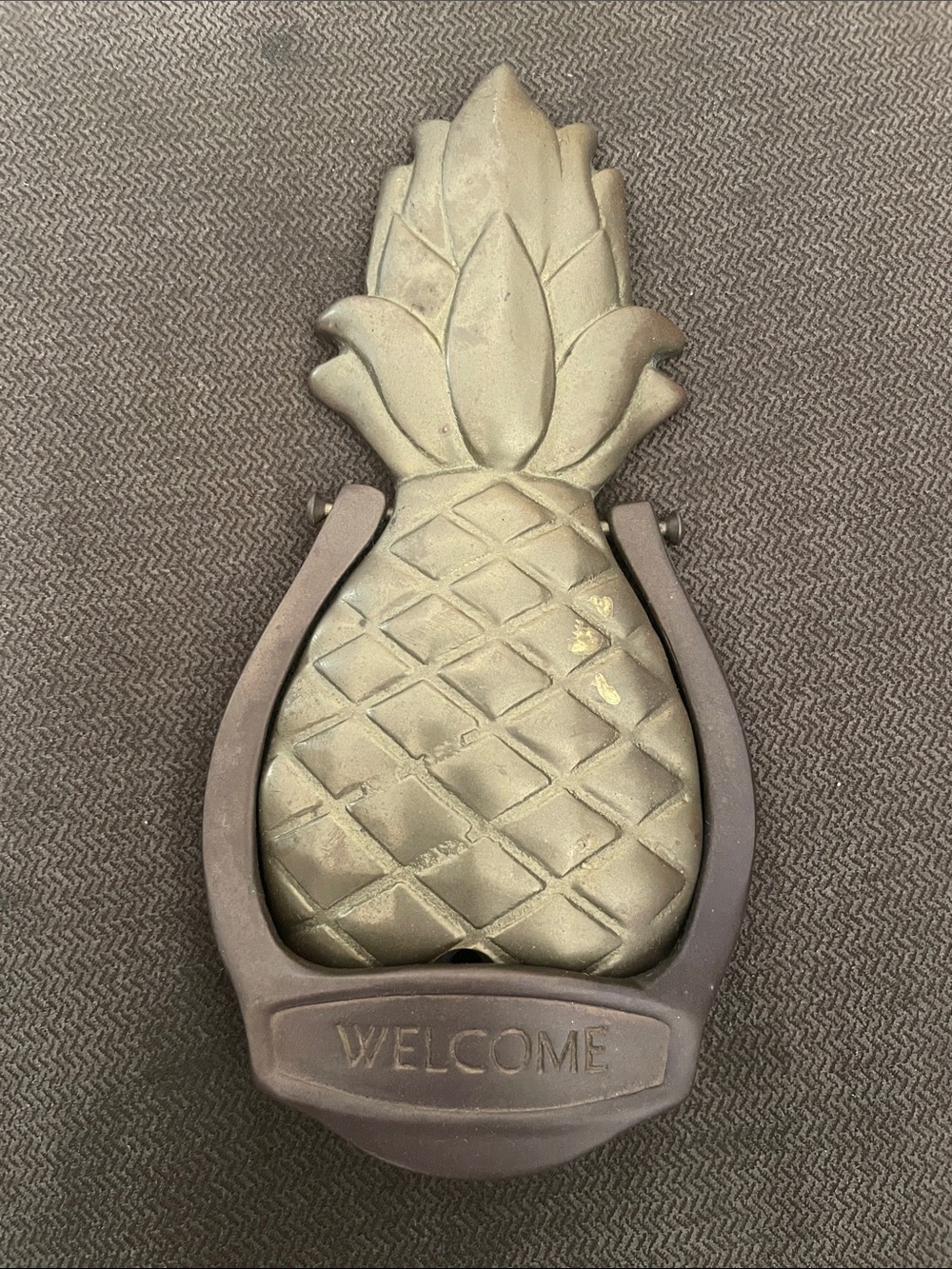 Welcome Pineapple Door Knocker - Antique Brass